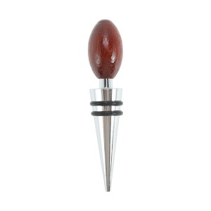 Unique Bargains Oval-Top Wine Stopper Aluminum Alloy TPR Wood Red Brown Black Silver Tone 1 Pc - 1 of 3