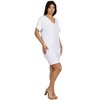 24seven Comfort Apparel Solid Color Loose Fit V Neck T Shirt Style Womens Knee Length Dress - 2 of 4