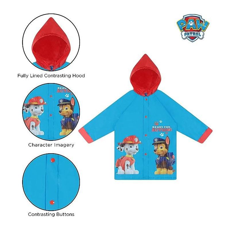 Paw Patrol Raincoat and Umbrella Set, Kids Ages 2-7 (Light Blue), 5 of 7