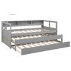 NicBex Twin XL Daybed Modern Wooden Bed Frame with 2 Trundles, 3 Compartments, Light and Ports for Bedroom, Living Room, No Box Spring Required, Gray - 3 of 4