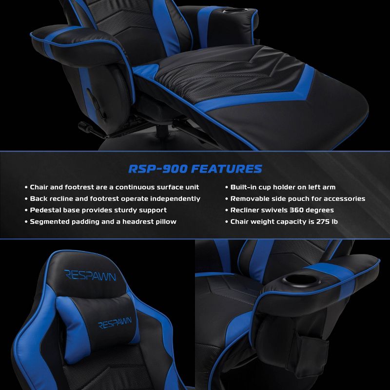 RESPAWN 900 Gaming Chair Recliner with Footrest, 5 of 6