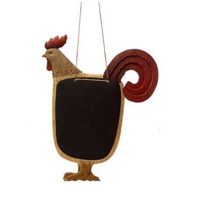 Melrose Country Rustic Brown and Red Proud Rooster Hanging with Chalkboard 16"