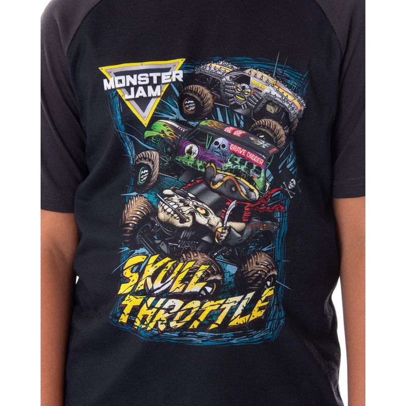 Monster Jam Boys' Skull Throttle Monster Truck Shirt And Shorts Pajama Set, 2 of 6