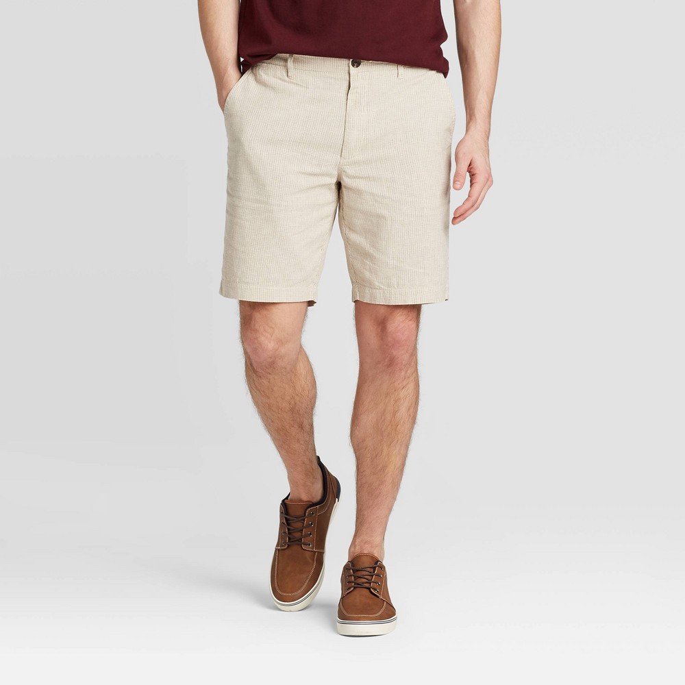 Men's 9 Flat Front Shorts - Goodfellow & Co Beige 29 was $19.99 now $13.99 (30.0% off)