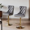 Velvet Swivel Bar Stools Set of 2 with Upholstered Back, Adjustable Counter Height Barstools, Bar Chairs for Home Bar - Leovsnove - 2 of 4