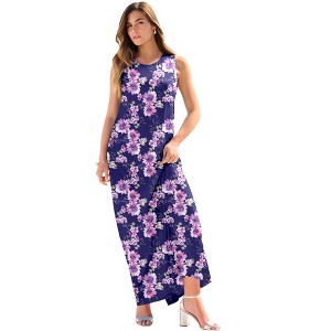 Roaman's Women's Plus Size Ultrasmooth Fabric Sleeveless Maxi Dress - 1 of 4