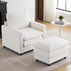 Christopher Knight Home Gerald Contemporary Corduroy Upholstered Club Chair and Ottoman Set, Ivory - 2 of 4