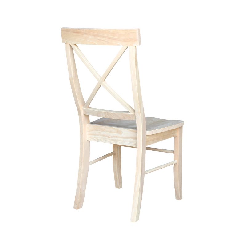 Set of 2 X Back Chairs with Solid Wood Seat Unfinished - International Concepts, 5 of 11