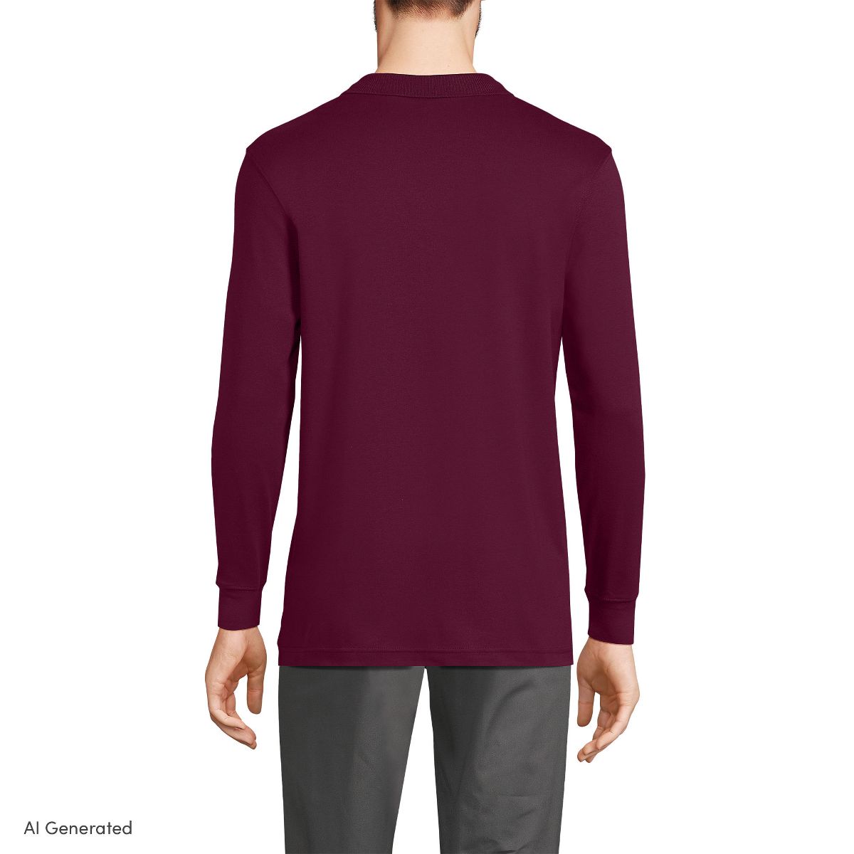 Lands' End School Uniform Men's Long Sleeve Interlock Polo Shirt - thumbnail 9