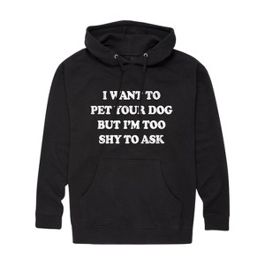 Men's - Instant Message - I Want To Pet Your Dog Graphic Fleece Pullover Hoodie - 1 of 4