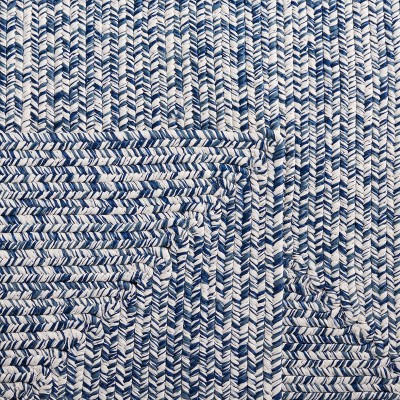Handwoven Reversible Dark Blue and Ivory Synthetic Area Rug - 27"x6"