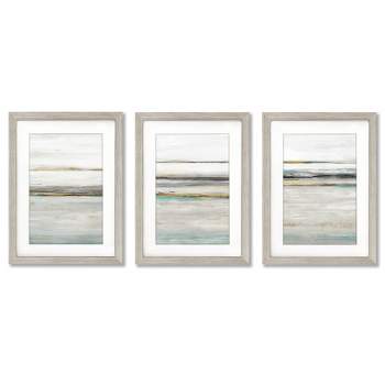 Americanflat Abstract Mid Century Quiet Evening By Pi Creative Art - 3 Piece Gallery Framed Print Art Set -Matted