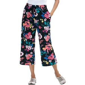 Woman Within Plus Size Petite Sport Knit Capri Pant - 1 of 4