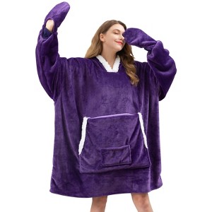 Inhand Wearable Blanket Hoodie for Adult Flannel Oversized Hoodie Sweatshirt Blanket with Pockets Birthday Gifts for Women - 1 of 4