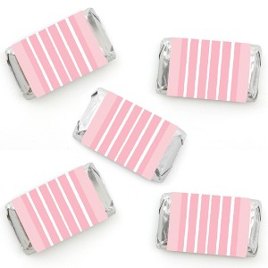 Big Dot of Happiness Pink Stripes - Mini Candy Bar Wrapper Stickers - Simple Party Small Favors - 40 Count - 1 of 4