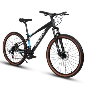 VisioGear 27 Inch Wheel Mountain Bike, 21-Speed Disc Brake Trigger Transmission, Unisex Mountain Bike, Black and Blue, 71.5*27*39 - 1 of 4