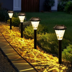 GIGALUMI  Solar Powered Pathway Lights, Waterproof Outdoor Solar Lights for Garden and Landscape, Warm White, 12 Pack - 1 of 4