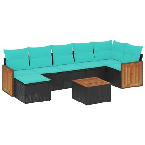 vidaXL 8 Piece Patio Sofa Set with Cushions Black Poly Rattan - 1 of 4