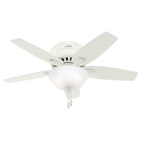 42 Newsome Low Profile Fresh White Ceiling Fan With Light Hunter Fan