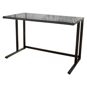 Eghan Glass Computer Desk Black - Christopher Knight Home: Tempered Surface, Modern Office Furniture, Metal Frame - 1 of 4