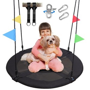 Skirfy Tree Swing Set for Kids and Adults, 40-Inch Durable Multi-Strand Adjustable Ropes, Flying Swing Seat for Outdoor Patio, Backyard - 1 of 4