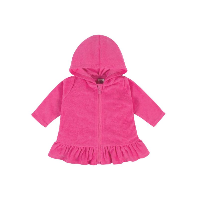 Gerber Baby and Toddler Girls' Swim Zipper Hoodie Terry Coverup, 6 of 11
