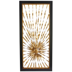 Metal Sunburst Coiled Ribbon Wall Decor with Black Frame Gold - Olivia & May - 1 of 4