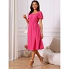 INSPIRE CHIC Women's Eyelet Square Neck Short Puff Sleeve Casual A Line Summer Midi Dress - 2 of 4