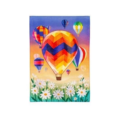 Evergreen Hot Air Balloons Linen Garden Flag 12 x 18 Inches Indoor Outdoor Decor