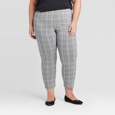 plus size plaid skinny pants