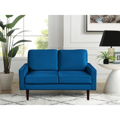 Navy Blue Velvet 48'' Modern Track Arm Loveseat