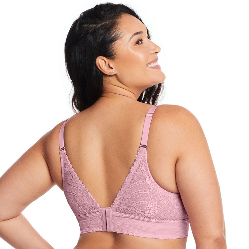 Glamorise Womens Bramour Gramercy Luxe Lace Bralette Wirefree Bra 7012 Mauve, 2 of 5