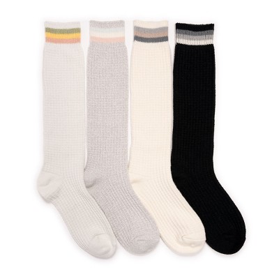MUK LUKS Women's Tall Microfiber Novelty Lounge Socks 4 Pack