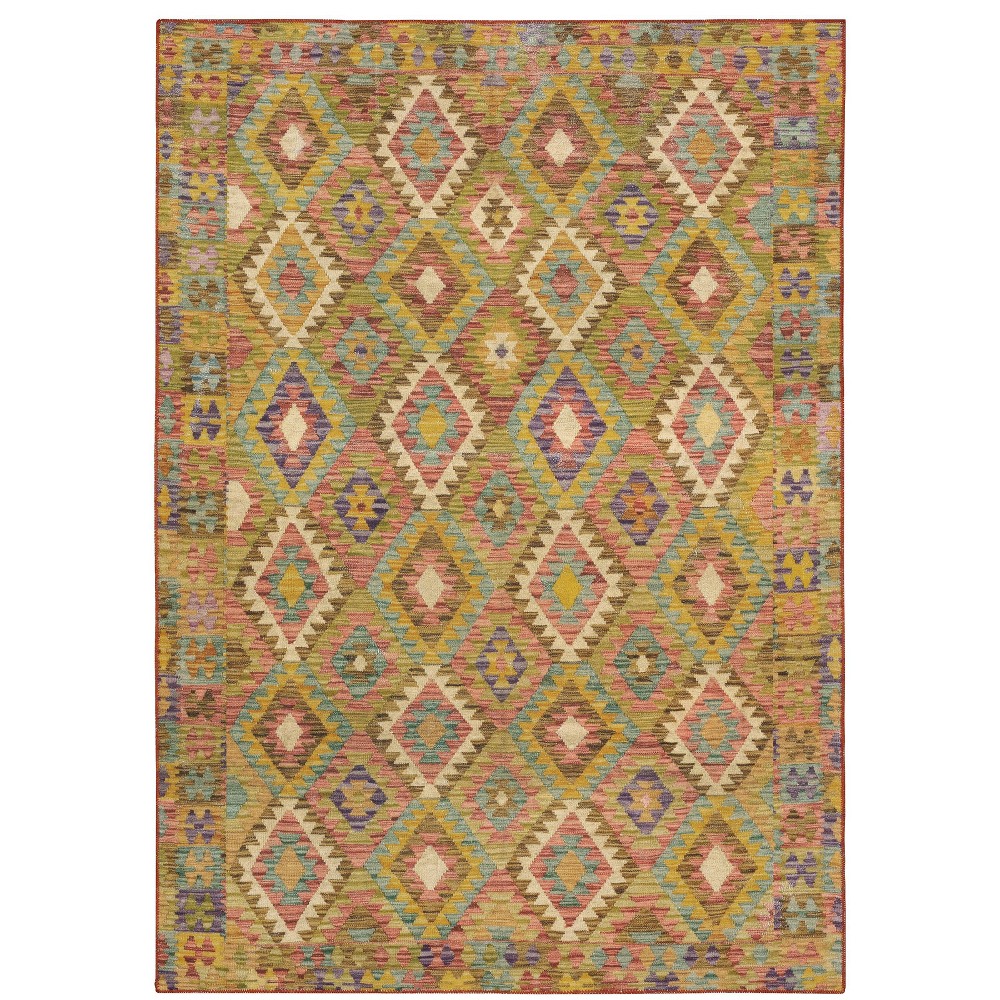 7'6inx10' Micah Washable Geometric Indoor Area Rug Gold - Captiv8e Designs