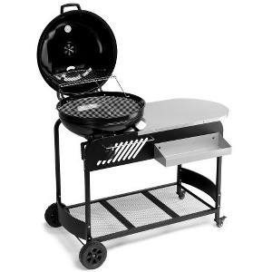 Karl Home Kettle Charcoal Table Cart Grill With Shelves - 1 of 4