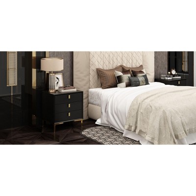 Luxurious Black and Gold Steel 3-Drawer End Table