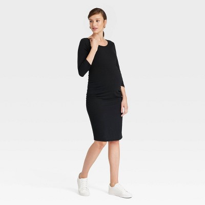Image of 3/4 Sleeve Essential Midi T-Shirt Maternity Dress - Isabel Maternity by Ingrid & Isabel™ Black XL