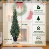 Artificial Cedar Topiary Trees Set of 2, Potted Faux Cypress Plant, UV Resistant Fake Evergreen Shrubs, Realistic Topiary Tree for Front Door - 2 of 4