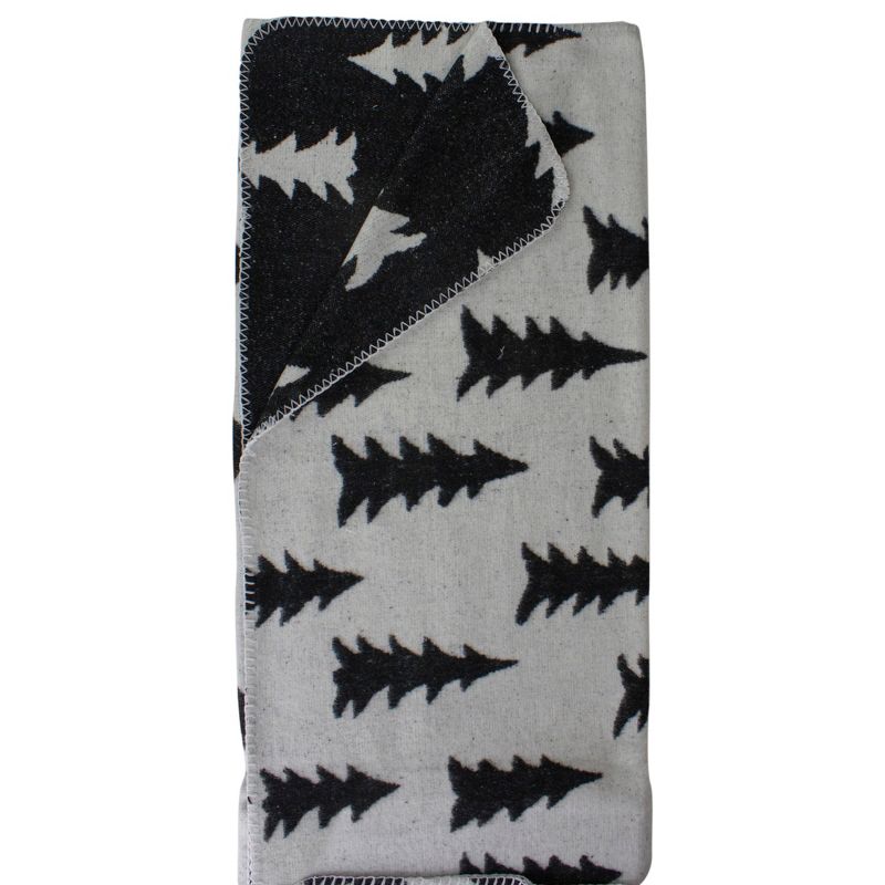Northlight White Knit Christmas Throw Blanket with Black Trees 55" x 63", 1 of 5