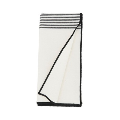 White and Black Striped Cotton Napkin Set of Four