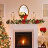 6ft Pre-Lit Christmas Garland with 20 Warm White LED Lights, Red & Gold Decor, Battery Operated w/ Timer - 3 of 4