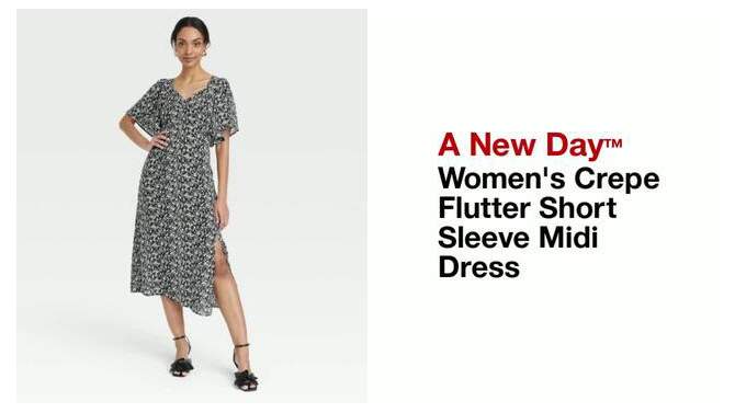 Women's Crepe Flutter Short Sleeve Midi Dress - A New Day™, 5 of 12, play video