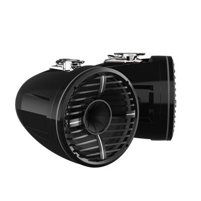 Wet Sounds REV 10 HD 10" Horn Loaded Compression Driver Tower Speakers with XW Grills & Swivel Surface Mounts, 300 Watts RMS, Black, Pair