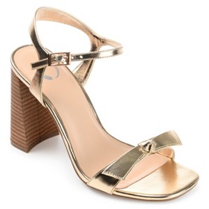 Journee Collection Womens Dianne Tru Comfort Foam Open Square Toe Stacked Heel Sandals Gold 10 - 1 of 4