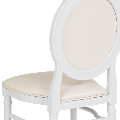 Elegant White Vinyl Upholstered King Louis Side Chair