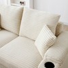 VYNXARIA Loveseat with Ottomans,Corduroy Fabric Modular Sectional Sofa,Comfy Deep Plush Couch with Ottomans and Two Pillows,Cream - 4 of 4