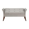 Simple Relax Upholstered Storage Bench with Flared Arms in Beige and Brown - 4 of 4