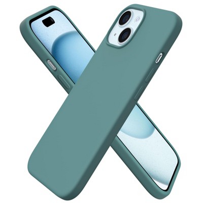 BONGEEK Magnetic Case for iPhone 15 Liquid Silicone Gel Rubber Full Body Protective Cover Case 6.1 Inch, Green