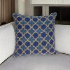 HomeRoots 20" Blue and Brown Quatrefoil Wool Throw Pillow With Embroidery - 2 of 4