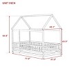 House Floor Bed with Roof Frame, Bed with Safety Guardrails and Opening, Low Design for Kids, Bed with Wood Construction-Baofuwish - 4 of 4